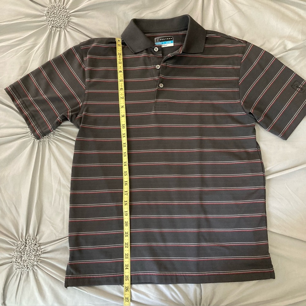 PGA Tour Men's Airflux Short Sleeve Golf Polo Shirt Gray Striped Size Small - Picture 3 of 10